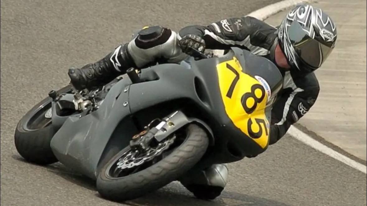 Dr. Pippin racing a motorcycle